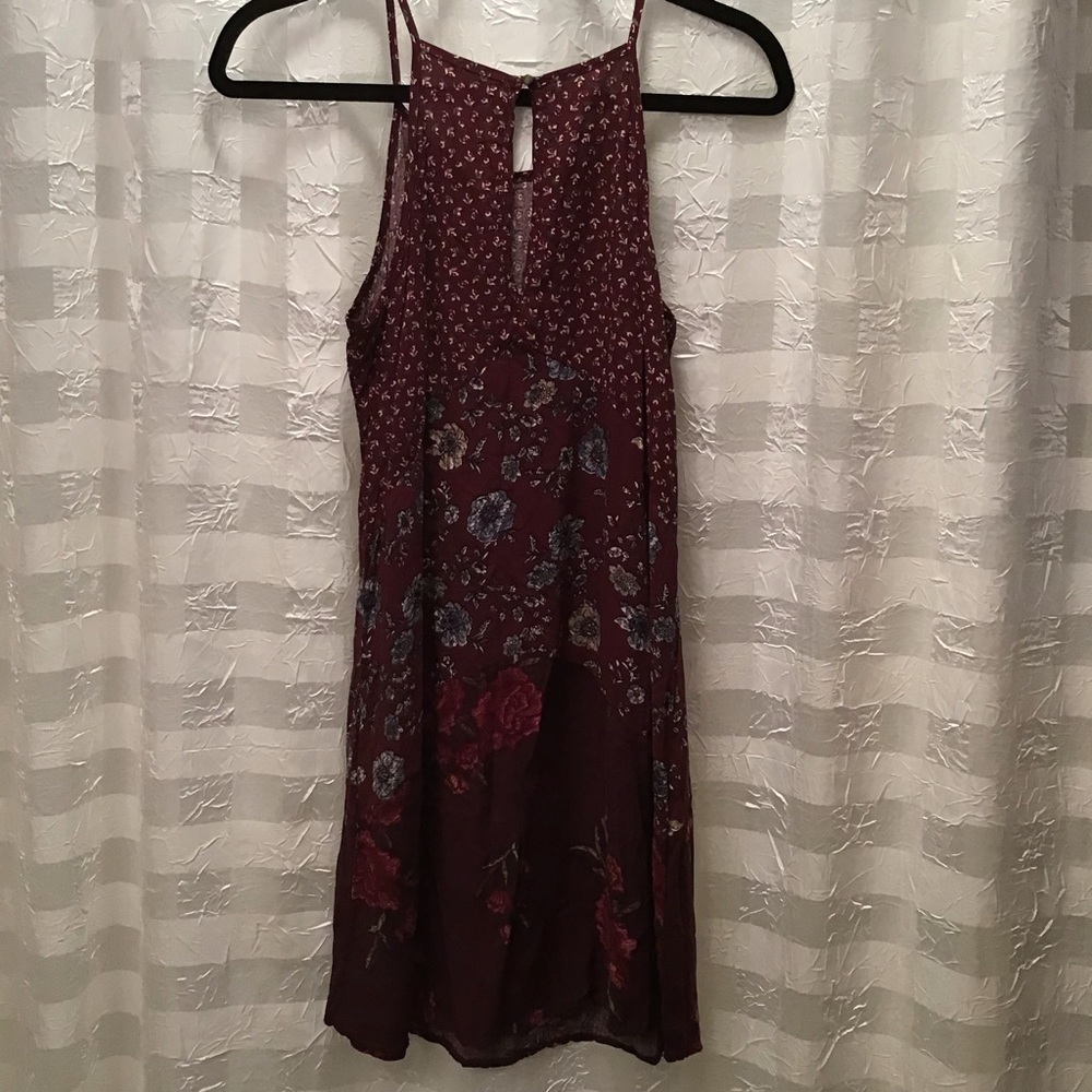 Eyeshadow Burgundy Floral Swing Dress, Size M - Picture 2 of 8
